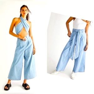 NWT Free People We the Free Sasha Convertible Wide-Leg Jeans
